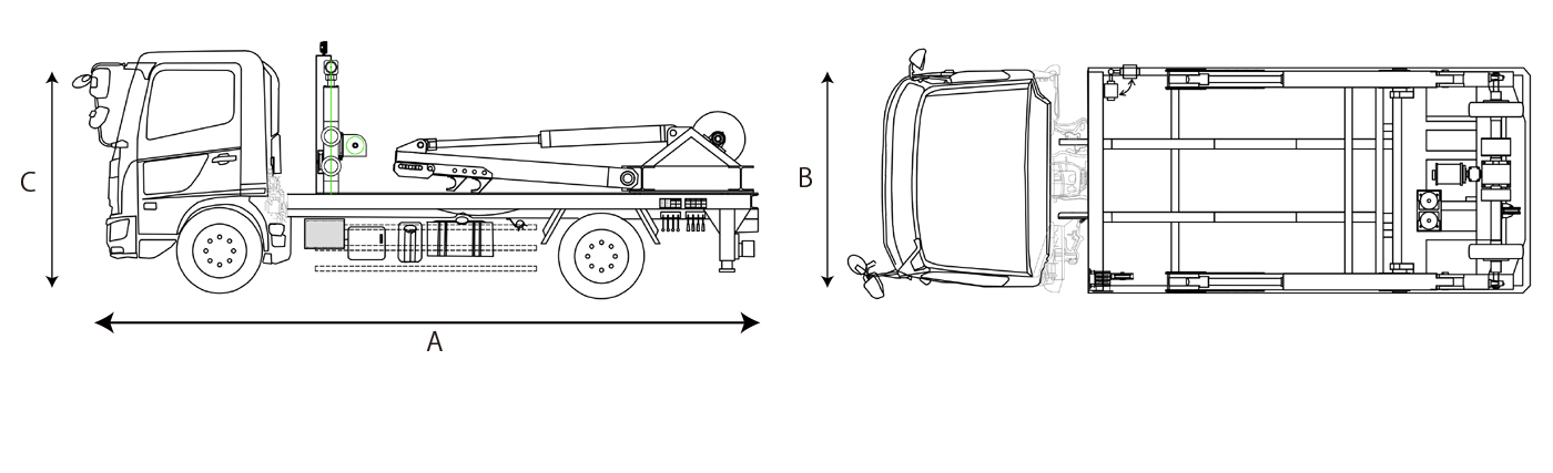 ケーブル布設巻取車(外形図) ケーブル布設巻取車(外形図)